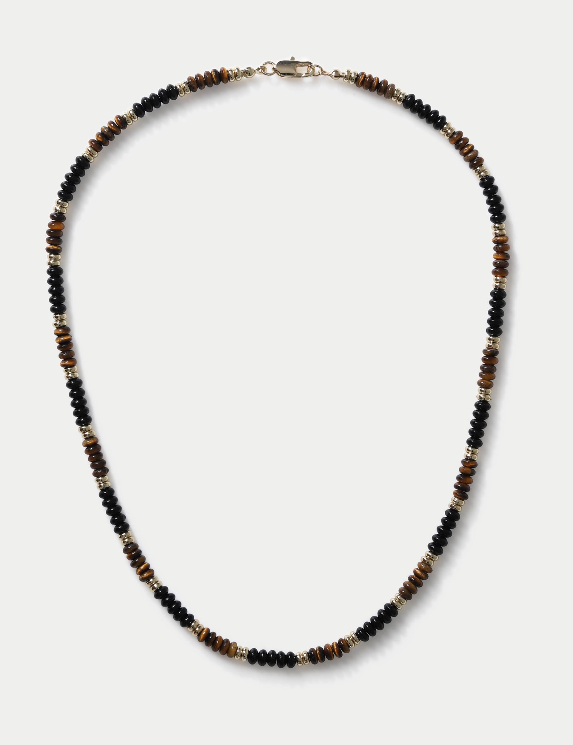 Natural stone bead necklace with resin and brass (British brand)