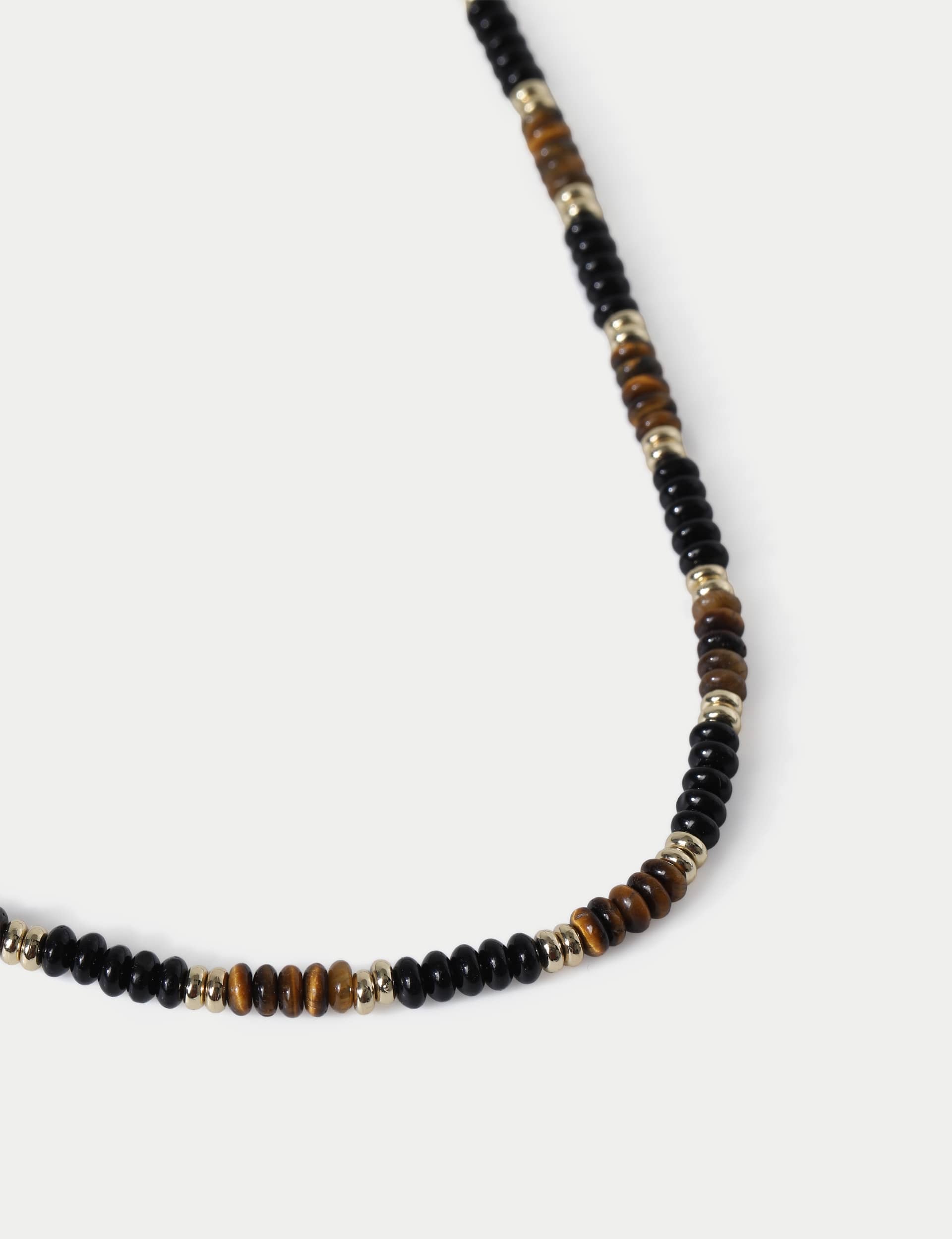 Natural stone bead necklace with resin and brass (British brand)