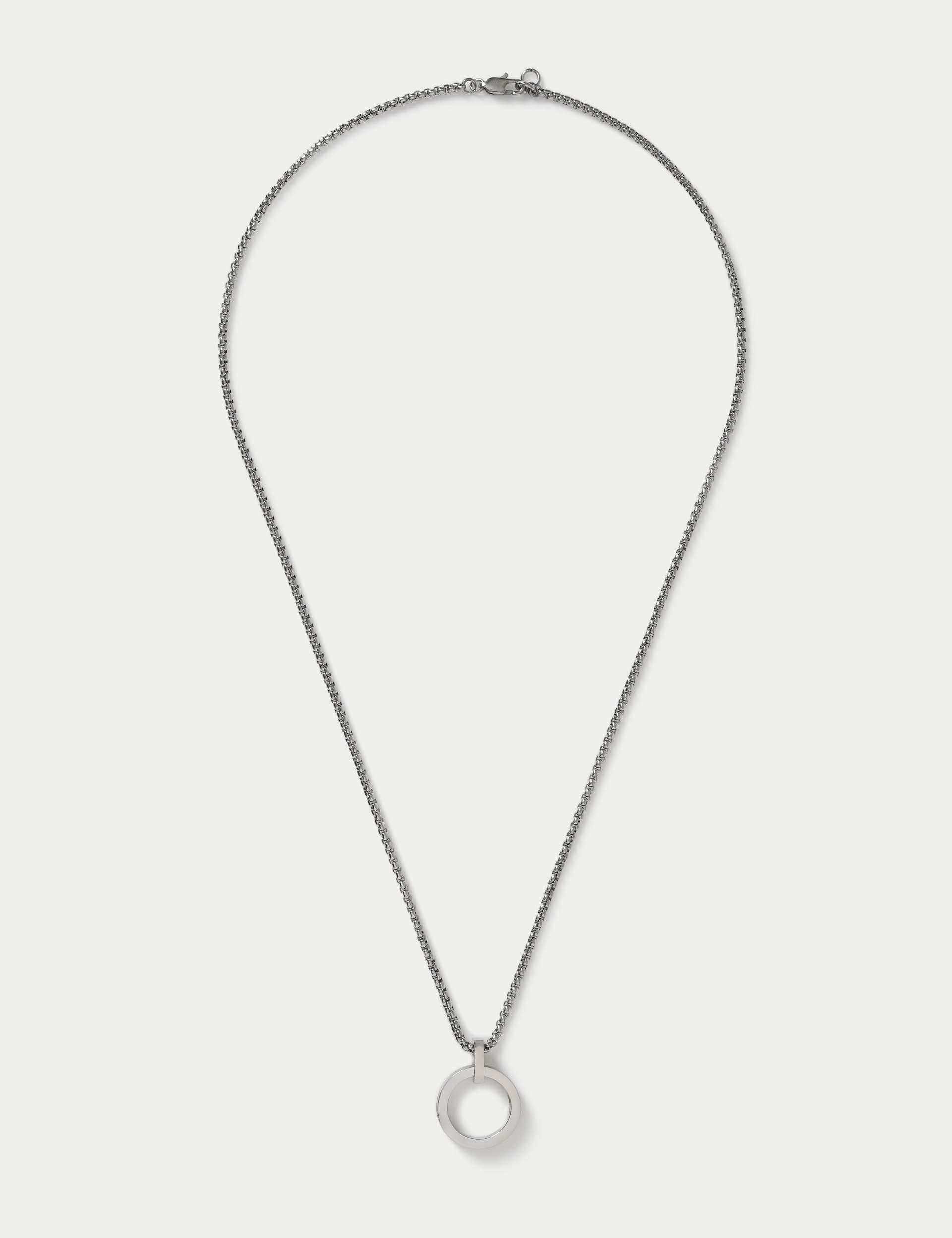 Stainless steel open pendant necklace with clasp fastening, UK version