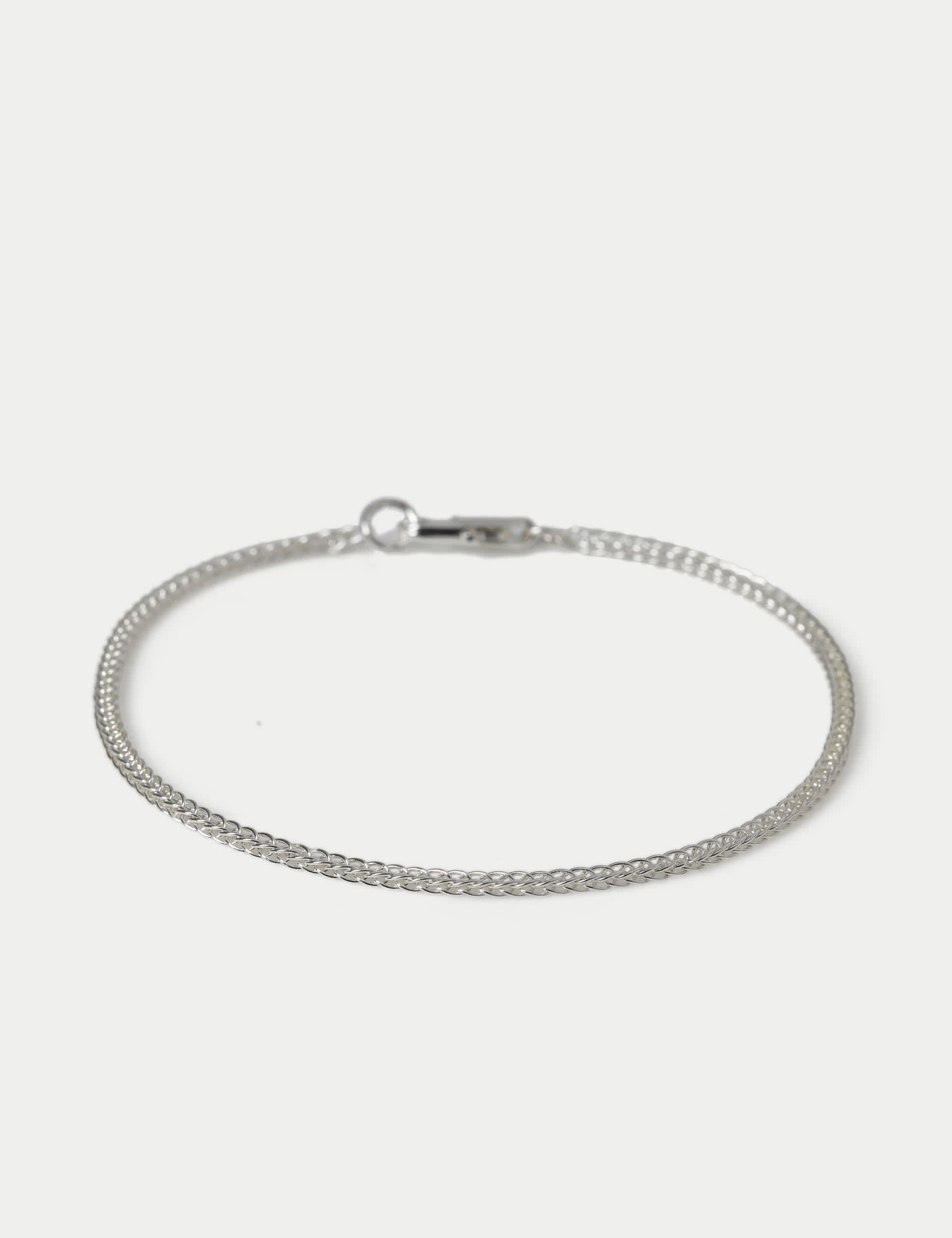 Thin chain bracelet real leather stainless steel - British product
