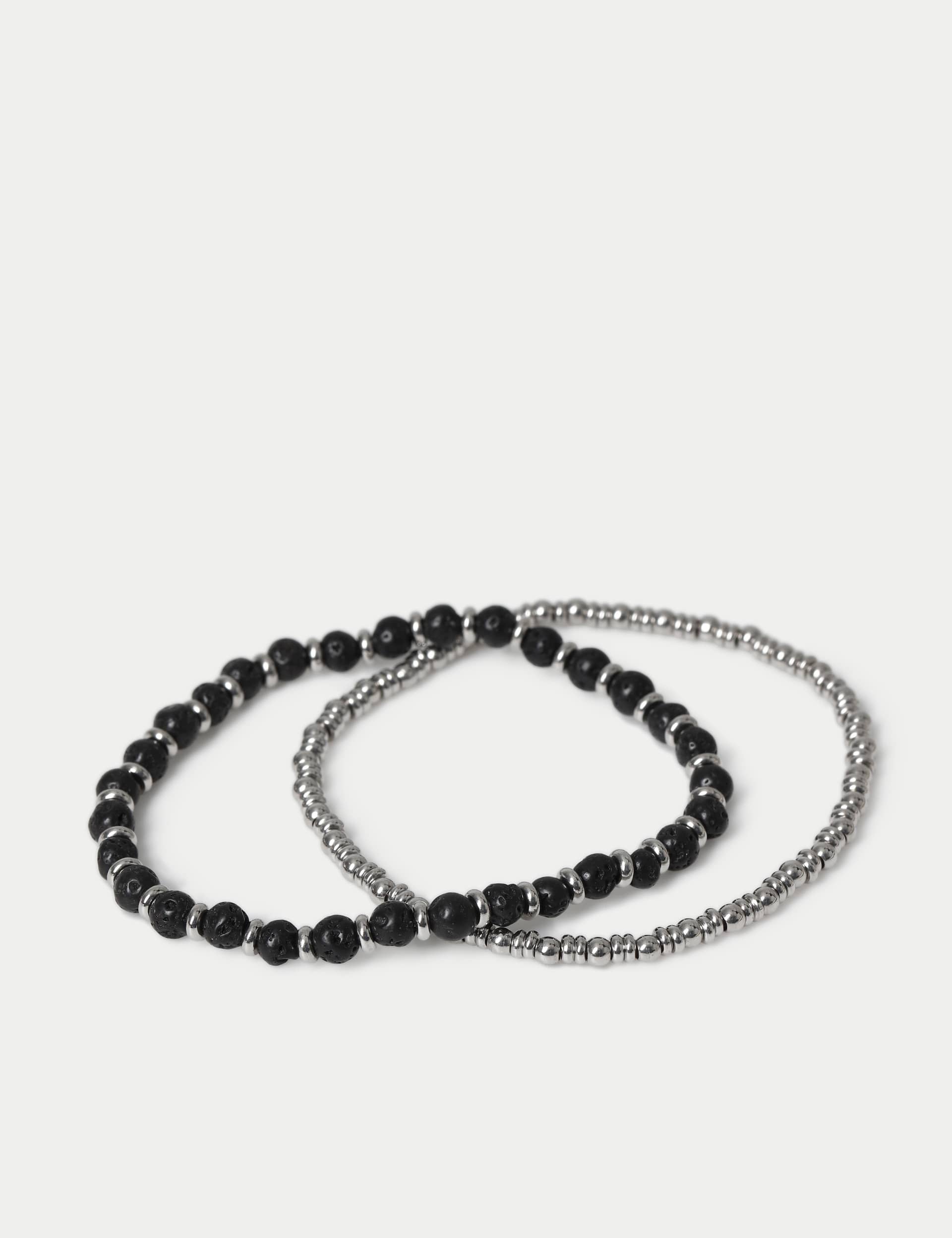 Lava stretch bracelet 2 pack with natural stone, imported from the UK