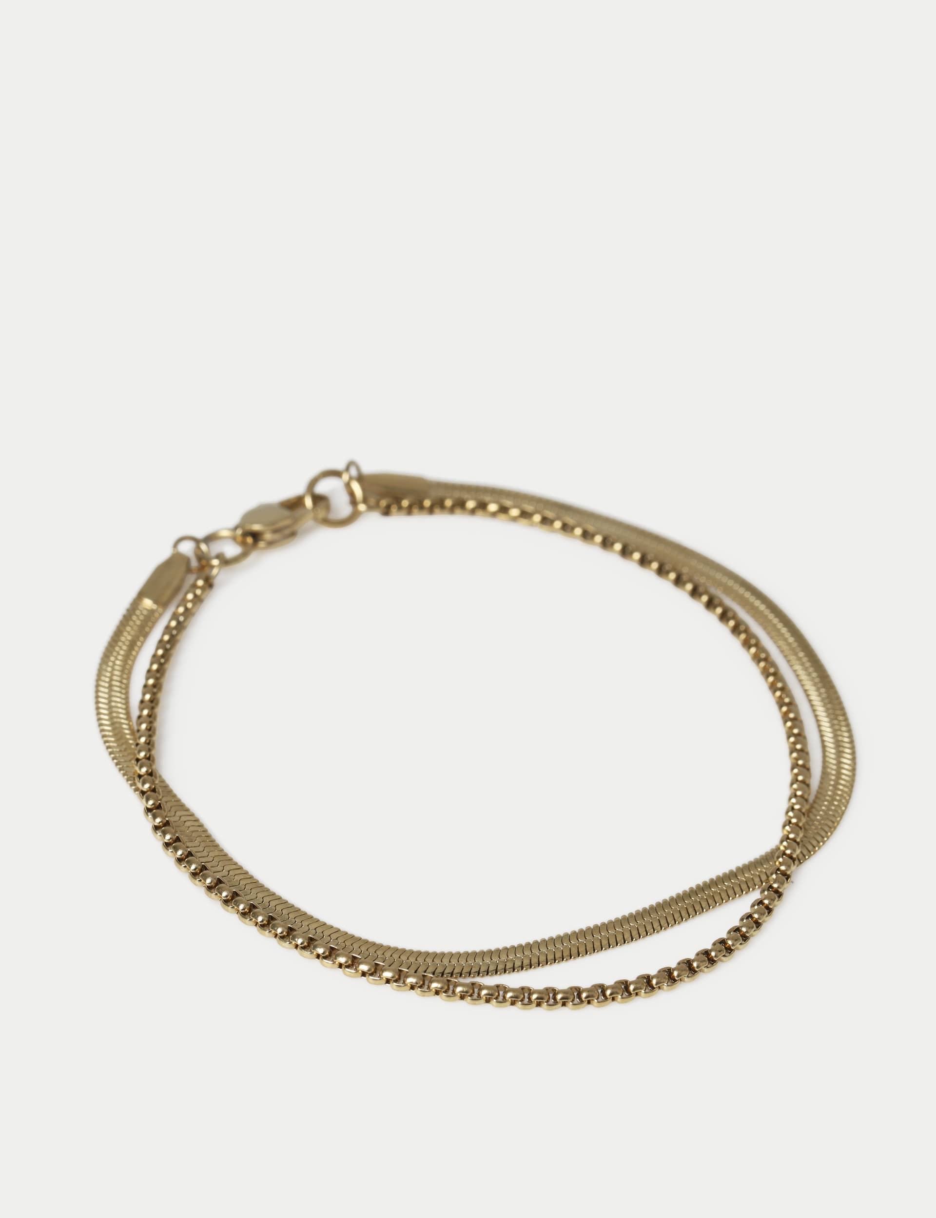 2 pack snake chain bracelet stainless steel - British product