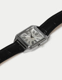 Watch silver square leather strap, imported from the UK