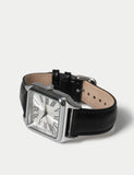 Watch silver square leather strap, imported from the UK