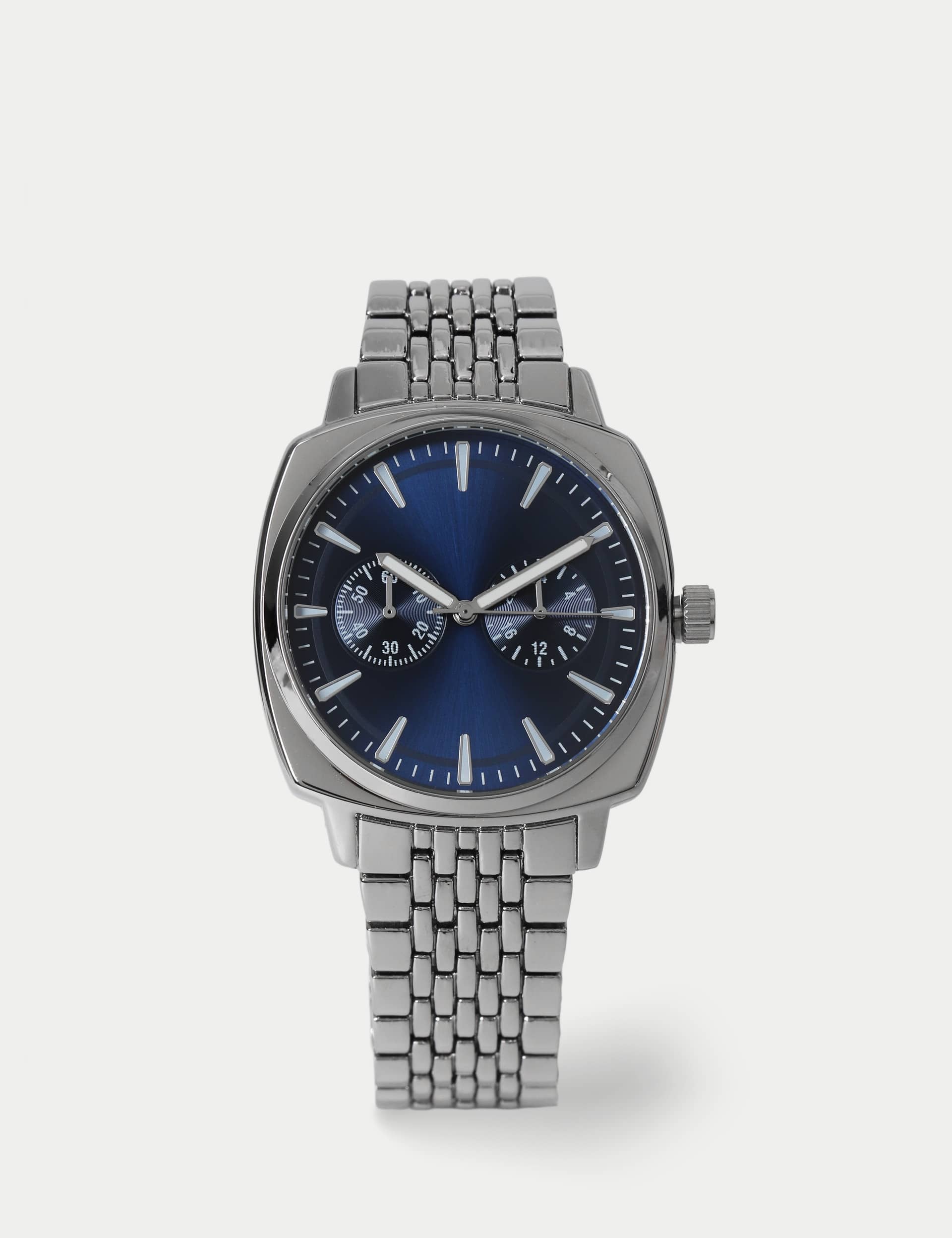 Navy Baton Watch with navy face and clasp fastening - British product