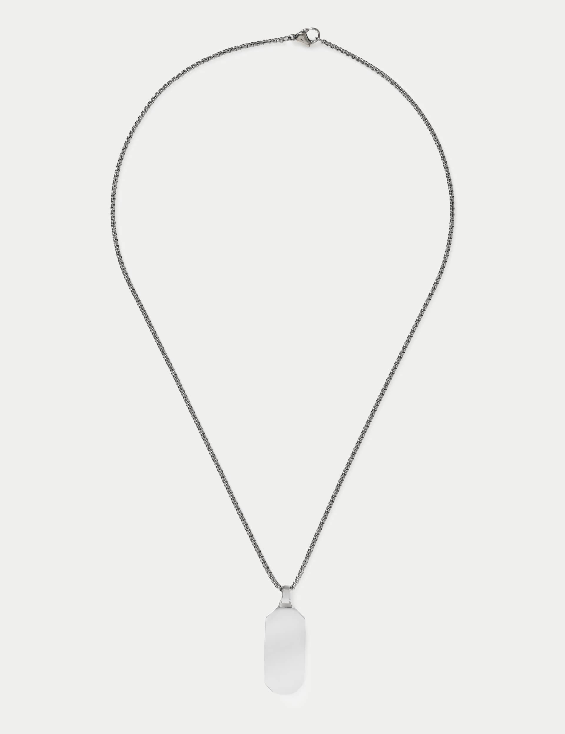 Stainless steel tag pendant necklace, British brand