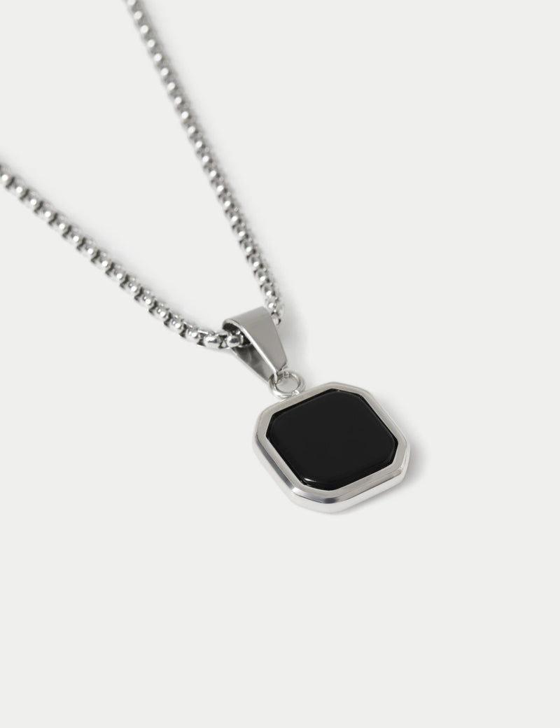 Stainless and onyx necklace, UK version