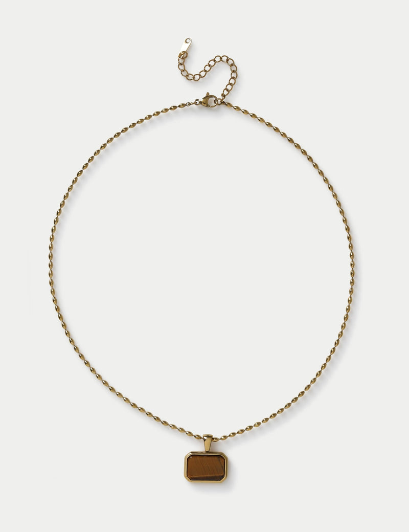 AUTOGRAPH pendant necklace with stainless steel and natural stone - British product