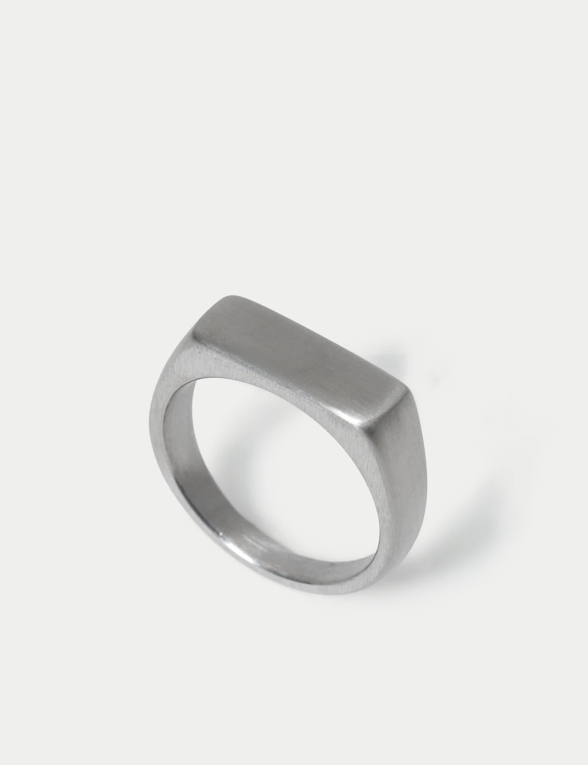 Auto stainless steel brushed squared ring, imported from the UK