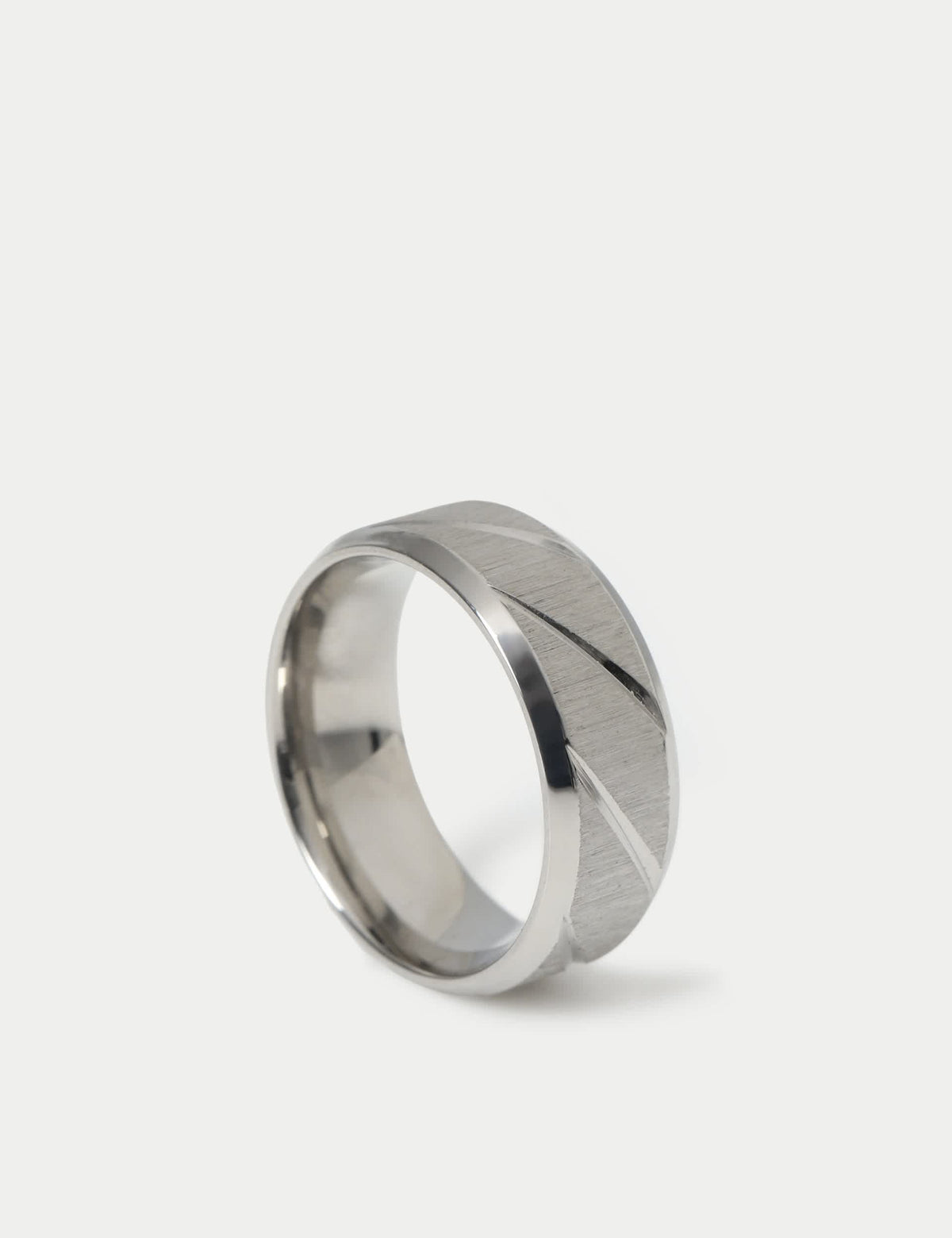 Auto stainless steel engraved ring with brushed finish, UK version