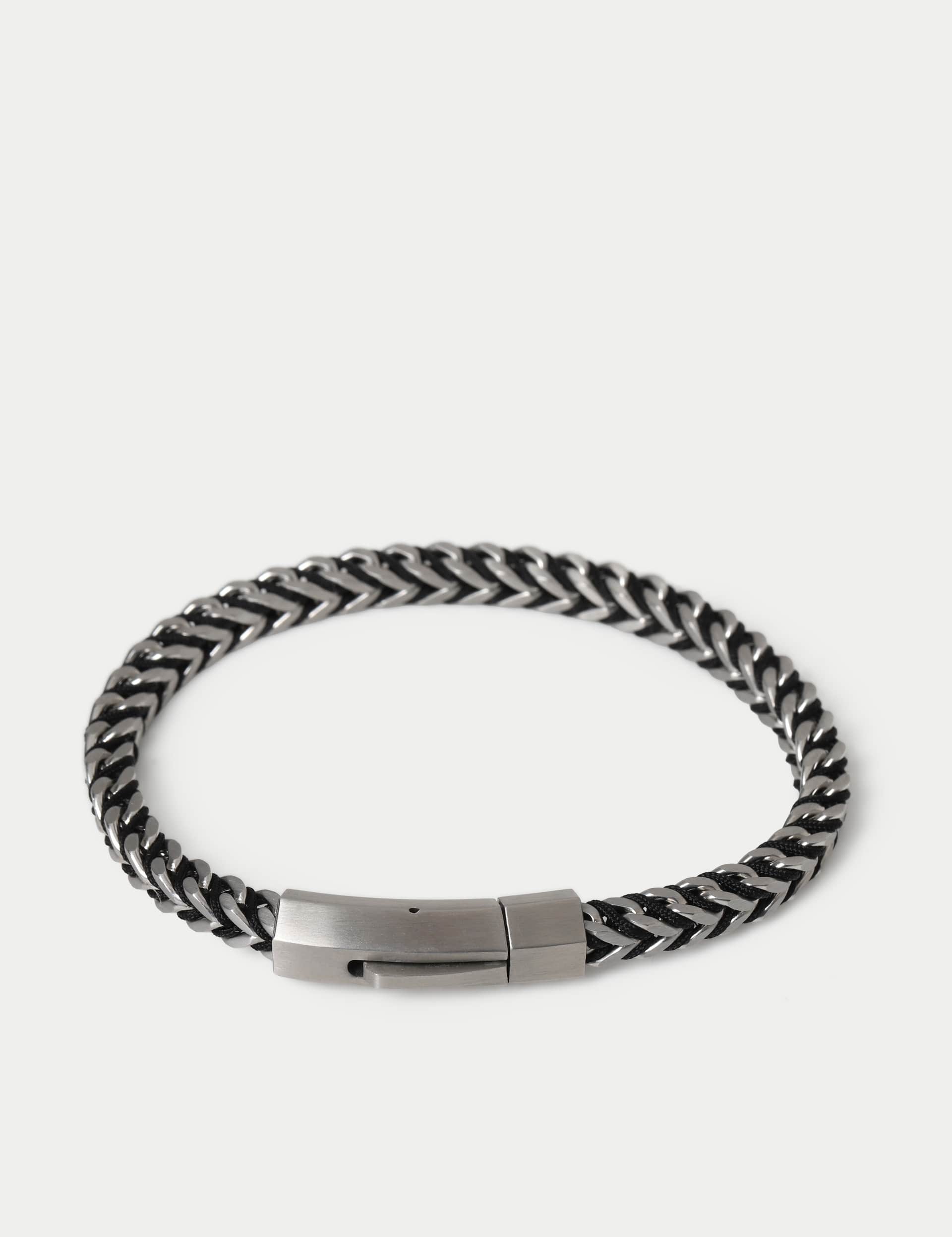 Stainless steel cord and chain bracelet with magnet fastening - British product