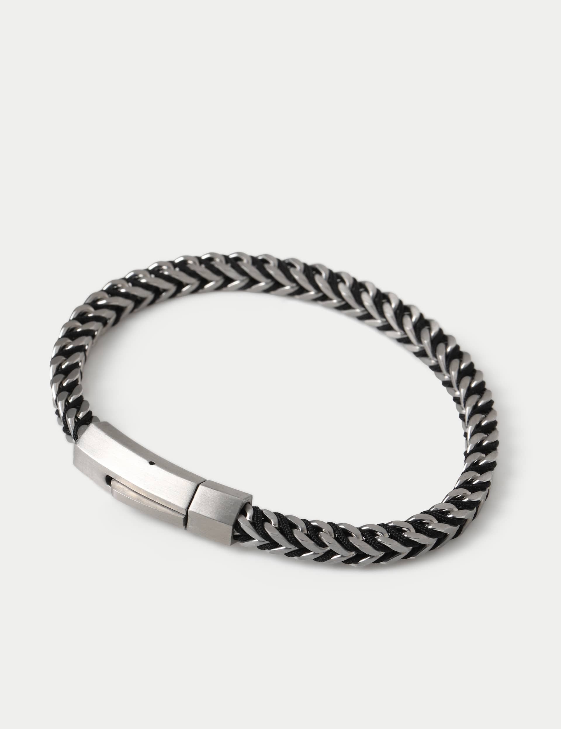 Stainless steel cord and chain bracelet with magnet fastening - British product