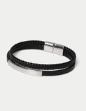 Genuine leather double row bracelet with magnetic fastening, UK version