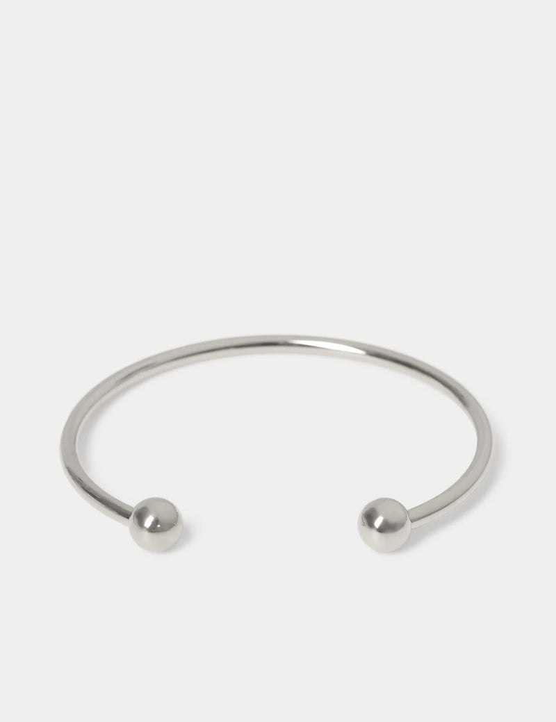 Stainless Ball Cuff bracelet with adjustable fastening and mixed material - British product