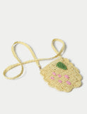 Lemon Raffia Bag with metal details, imported from the UK