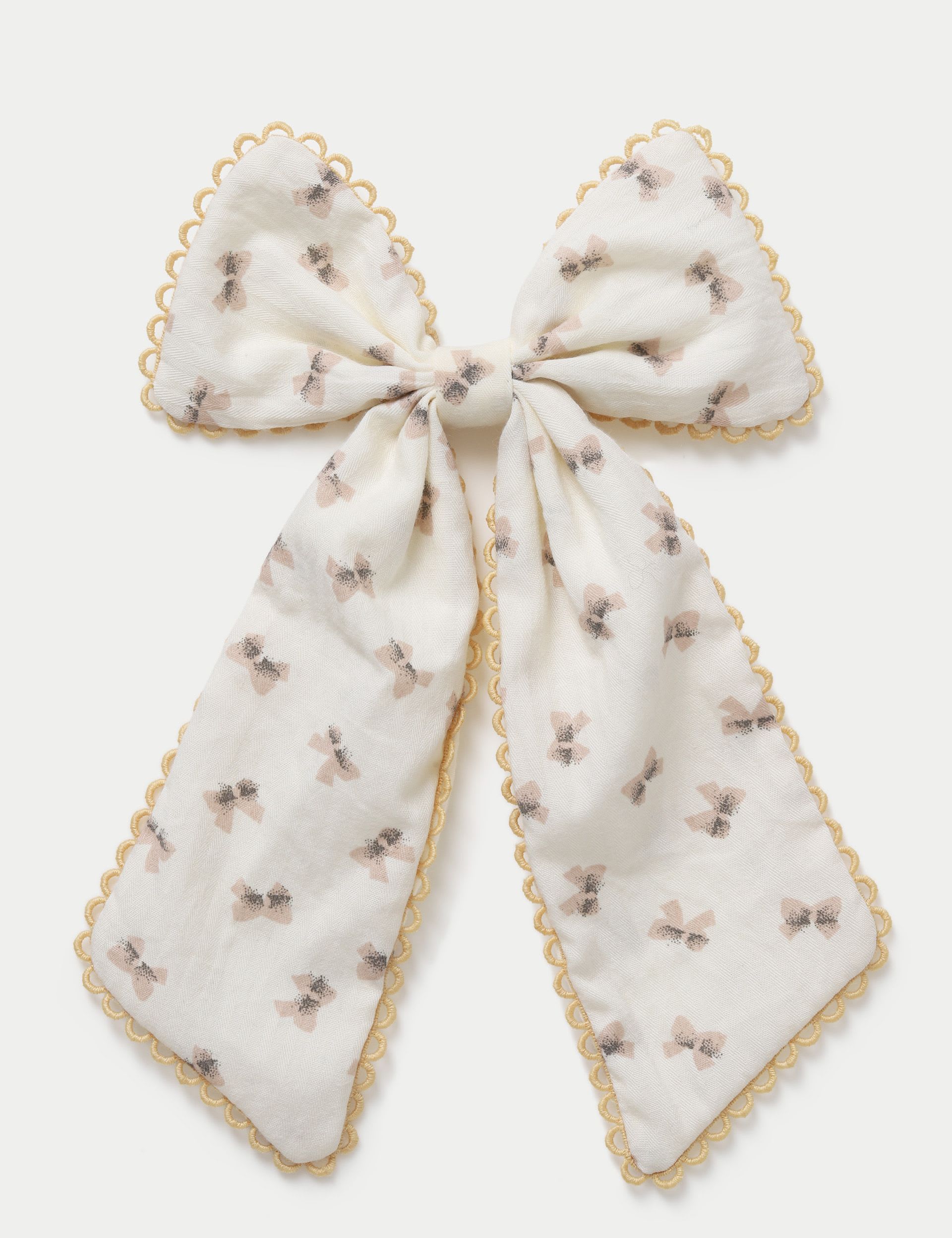 Cream Print Large Bow hair accessory - British product