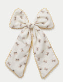 Cream Print Large Bow hair accessory - British product