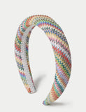 Multicoloured raffia aliceband hair accessory, imported from the UK