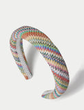 Multicoloured raffia aliceband hair accessory, imported from the UK
