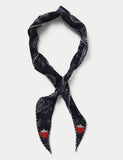 Scallop edge Paisley scarf with strawberry patches (British brand)