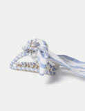 Blue and white stripe bow claw hair accessory, imported from the UK