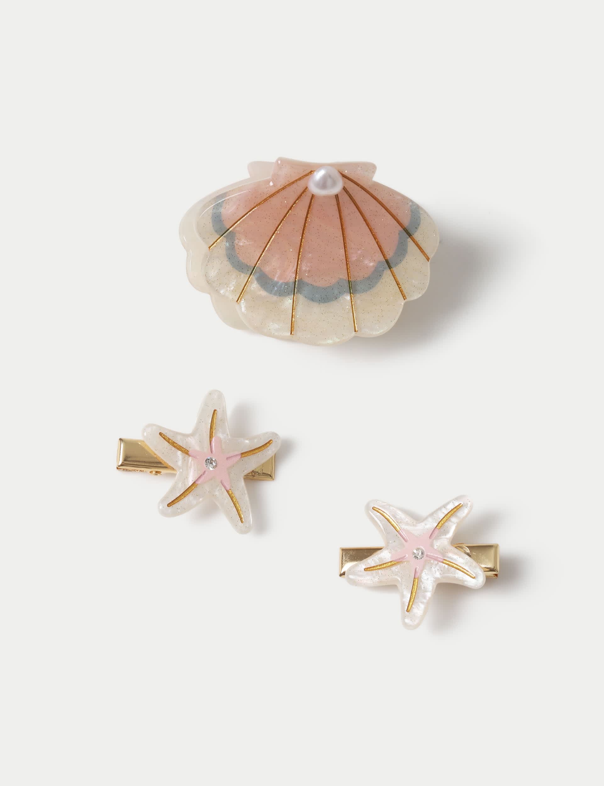 Starfish clip and shell claw hair accessory set (British brand)