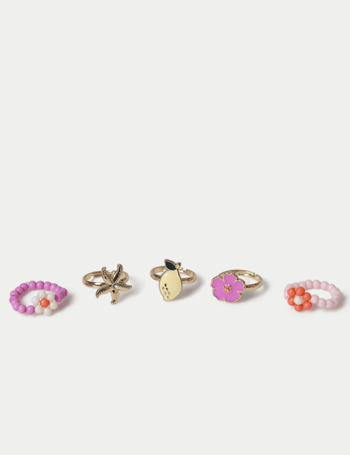Fruit and beaded rings 5 pack - British product