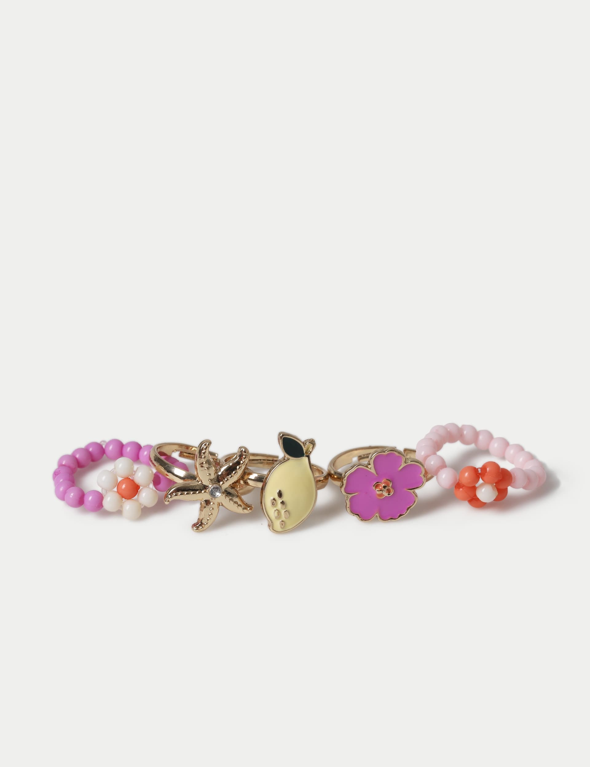 Fruit and beaded rings 5 pack - British product