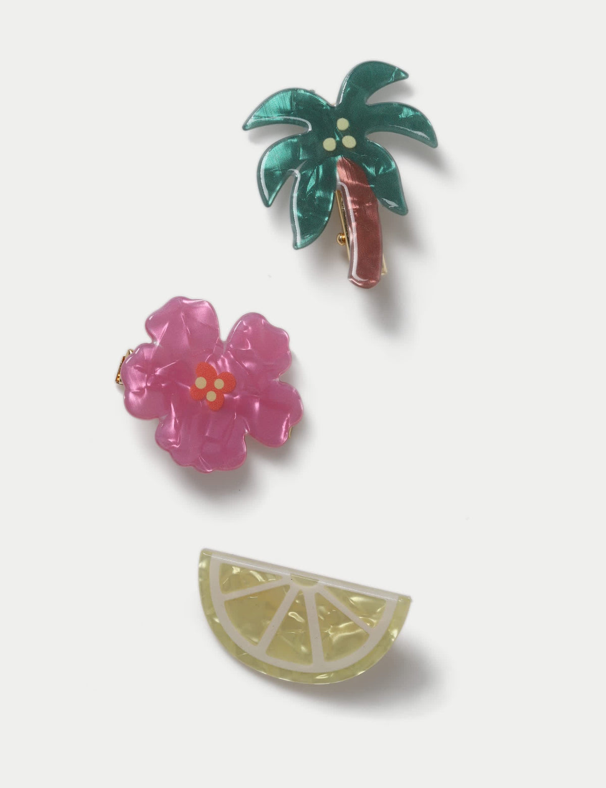 3 pack hair clips with acrylic and metal, British brand