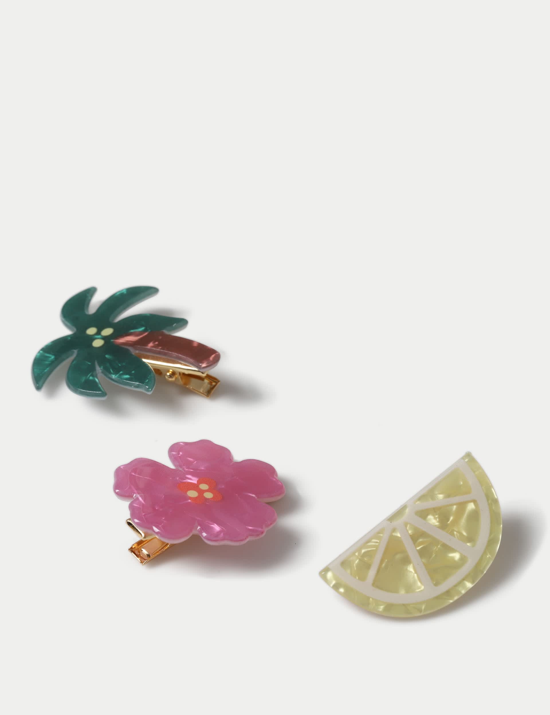 3 pack hair clips with acrylic and metal, British brand