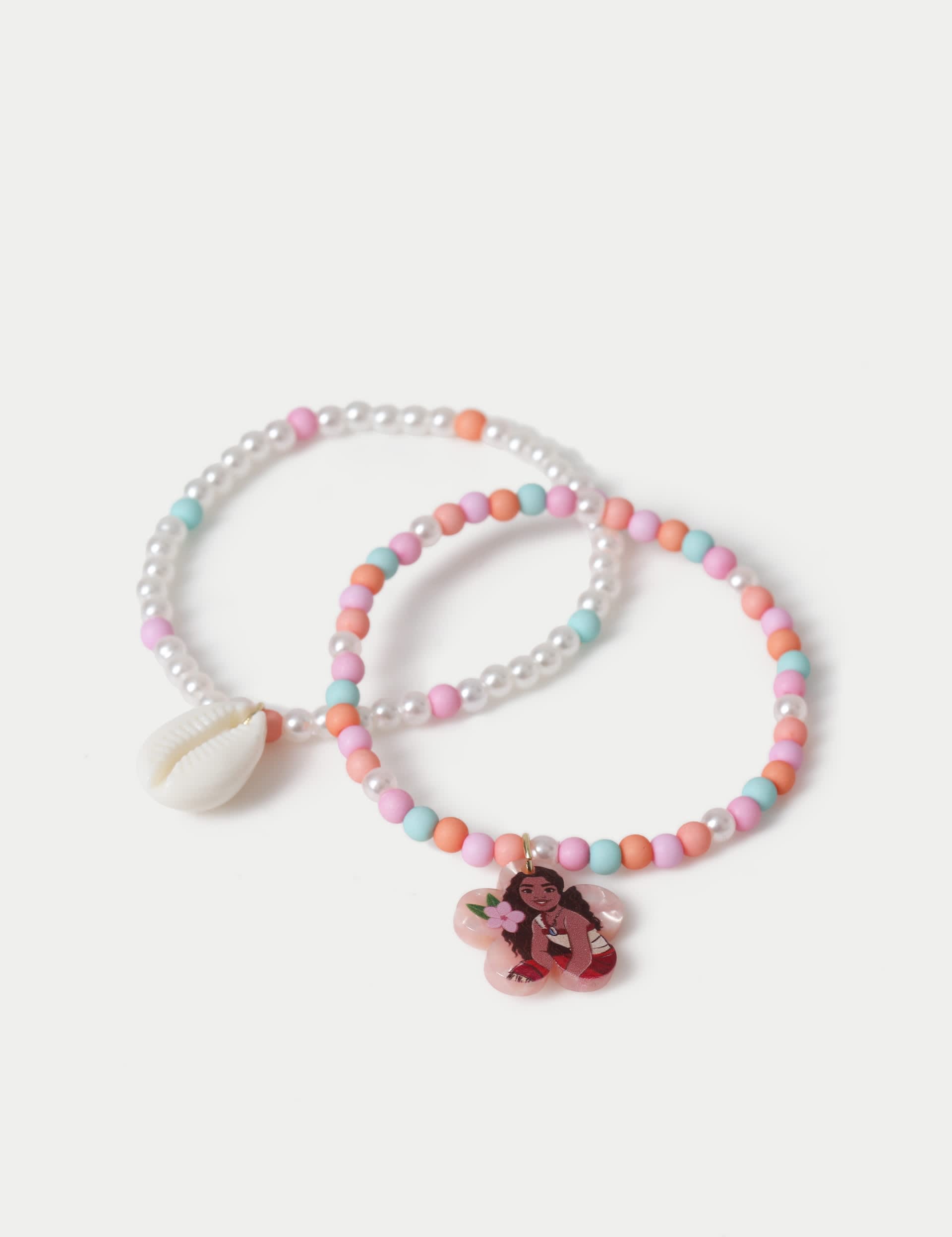 Moana shell bracelet set with acrylic ABS beads (British brand)