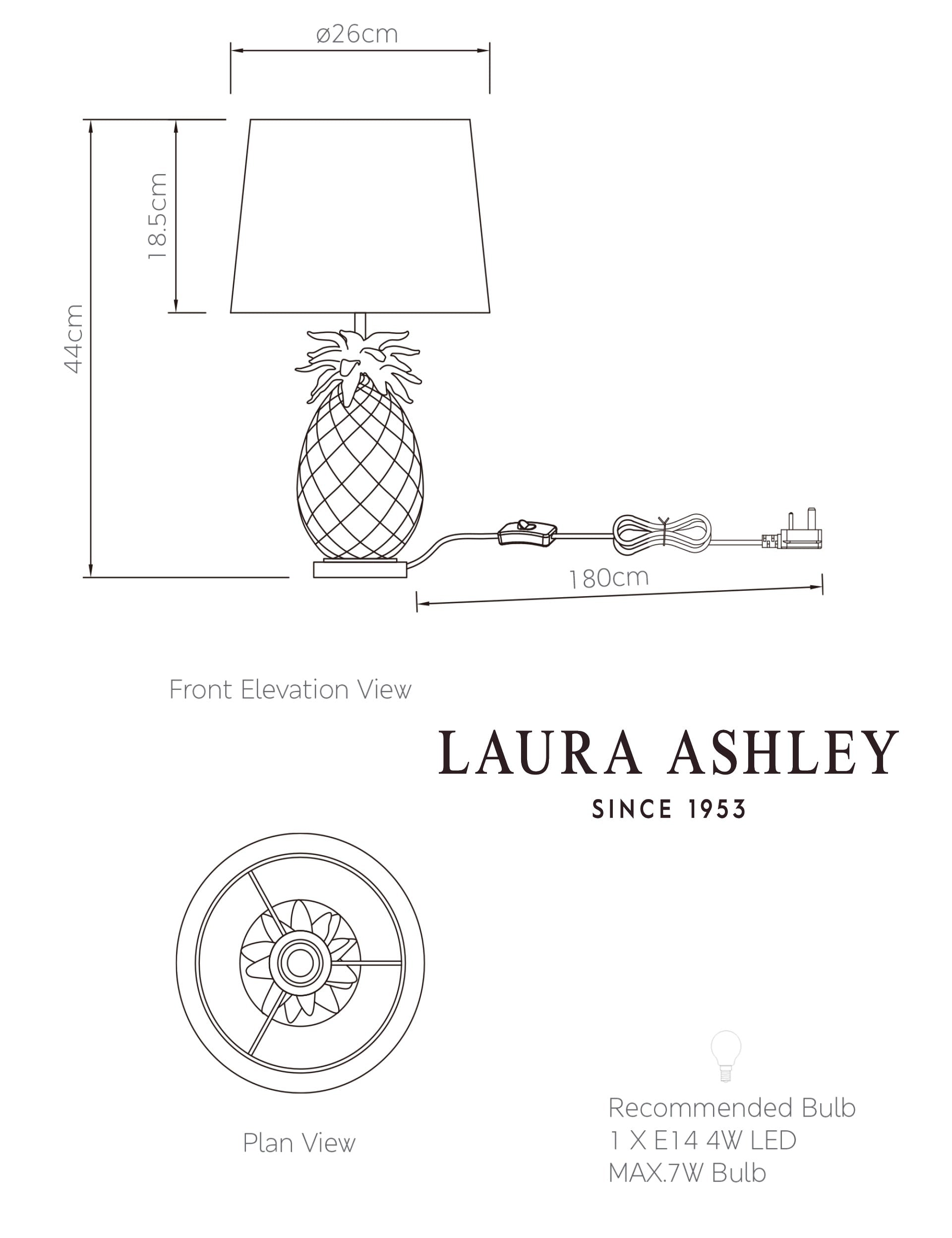 Laura Ashley pineapple glass table lamp (British brand)