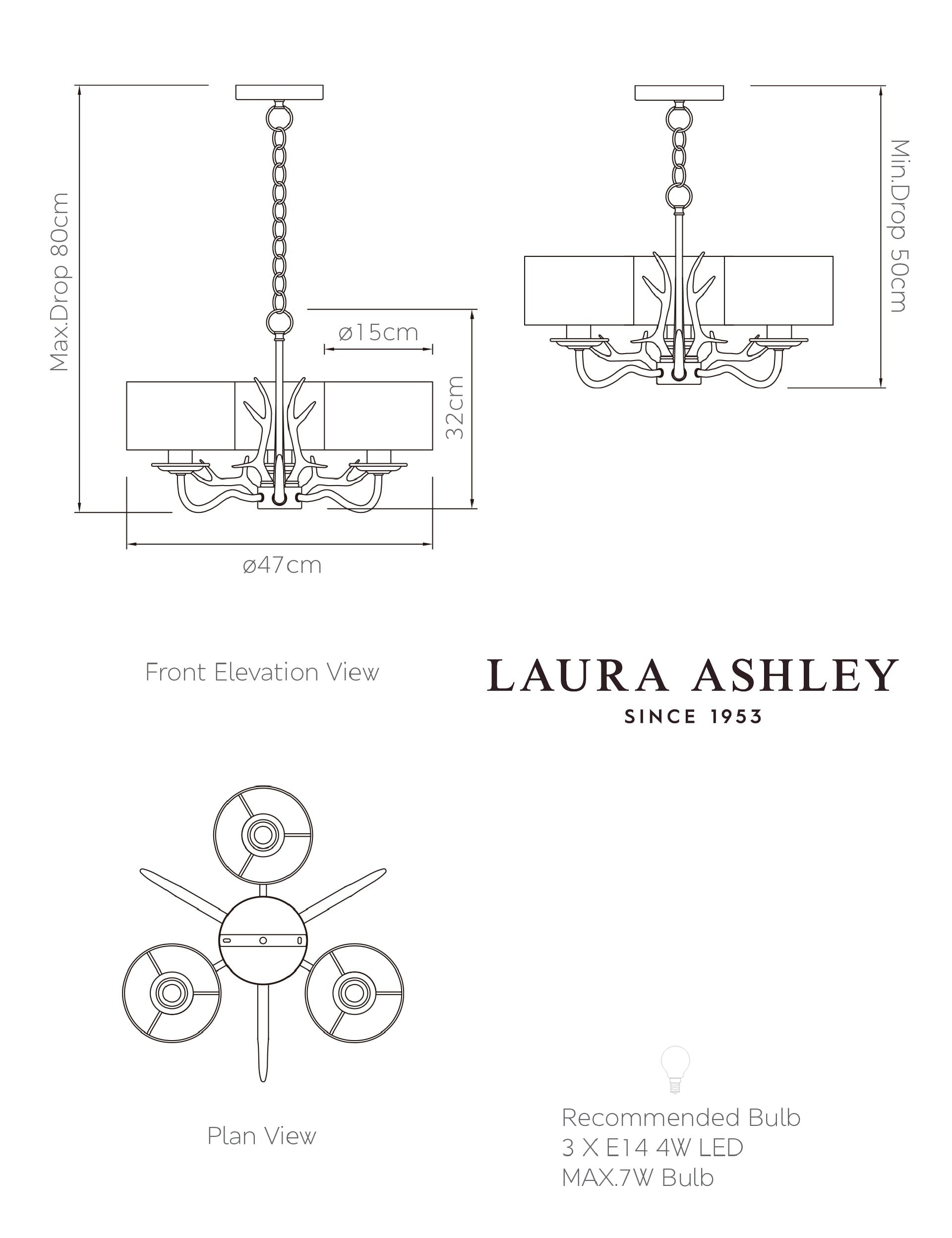 Laura Ashley Mulroy pendant light 47 cm (British brand)