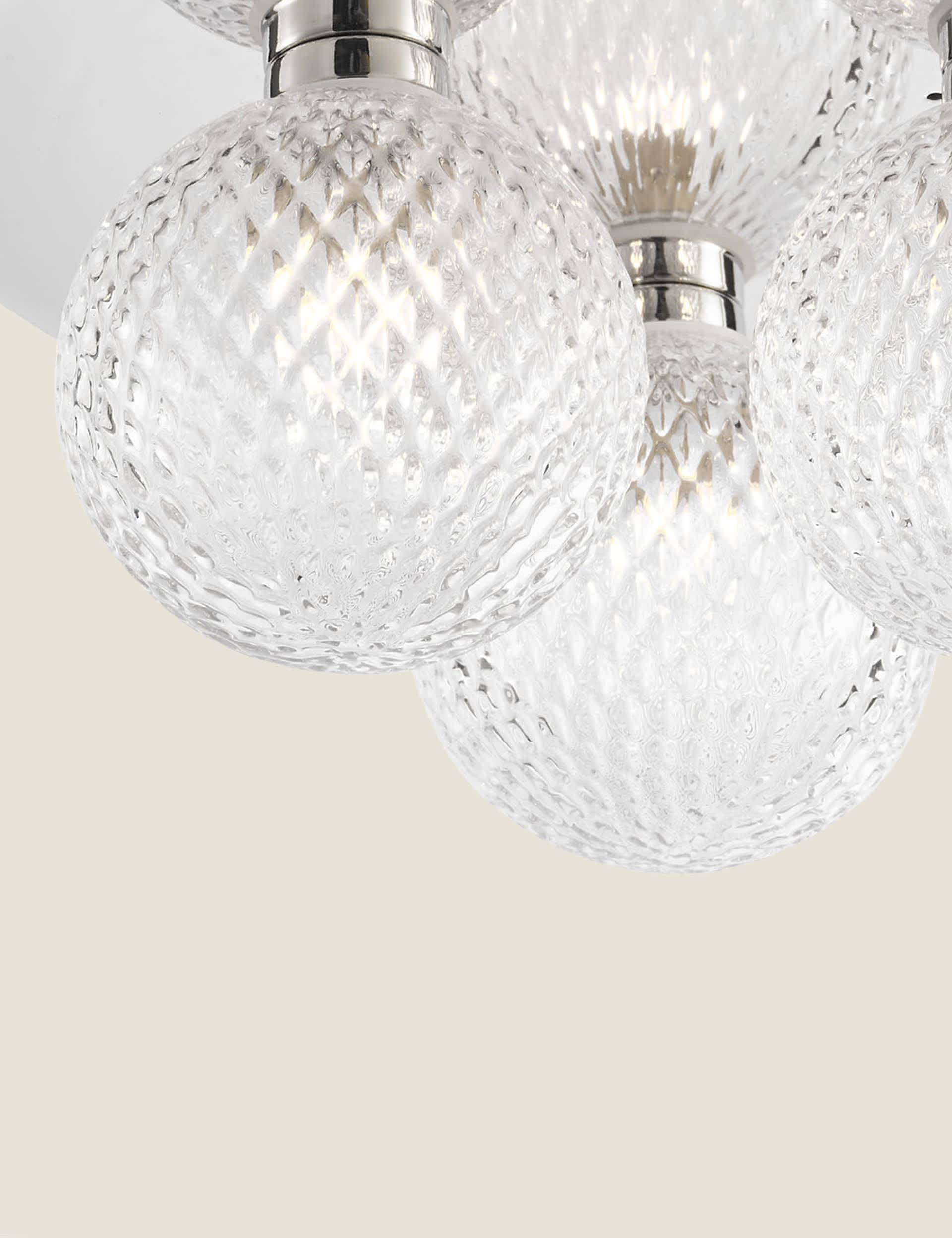 Laura Ashley Prague faceted glass flush ceiling light, imported from the UK