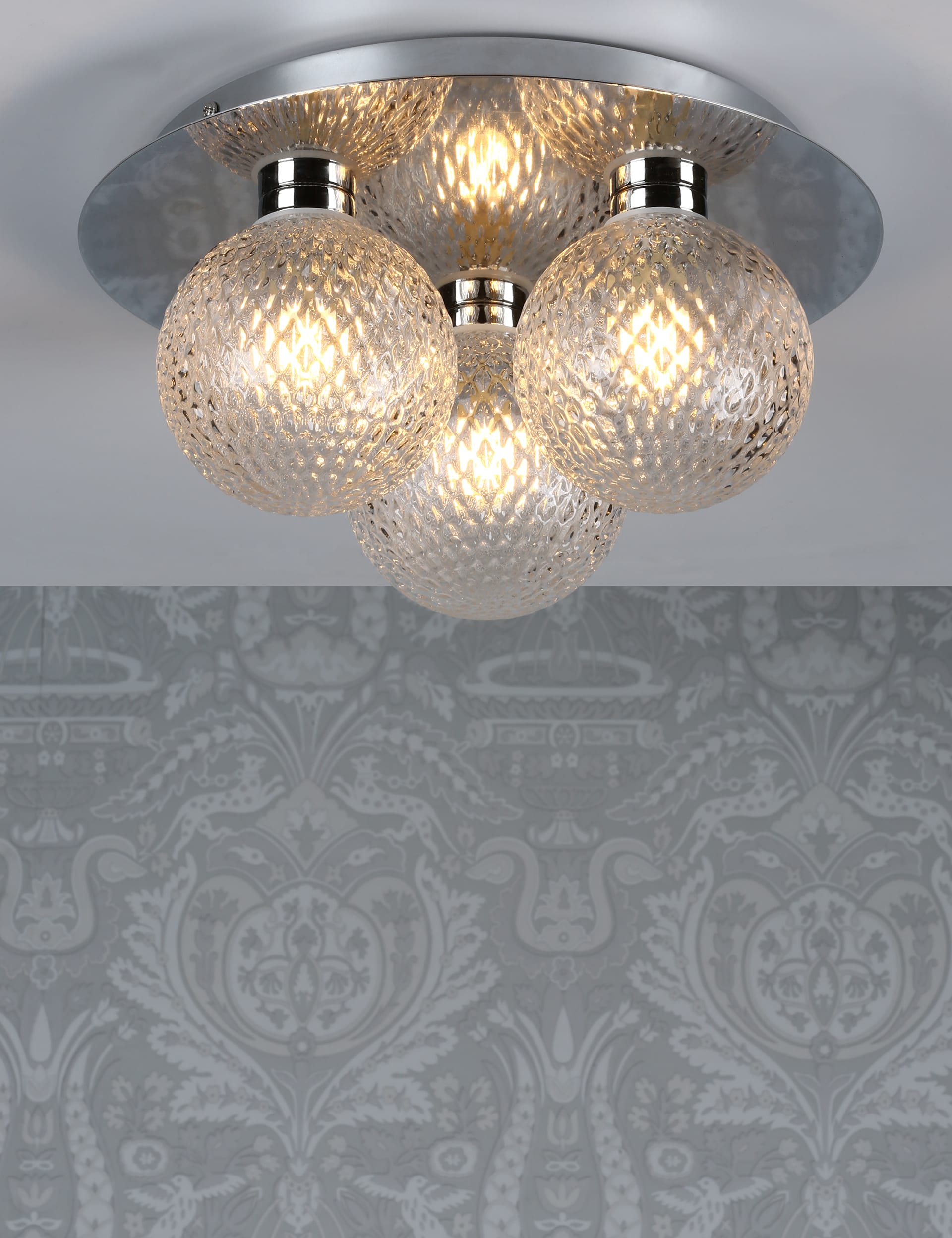Laura Ashley Prague faceted glass flush ceiling light, imported from the UK