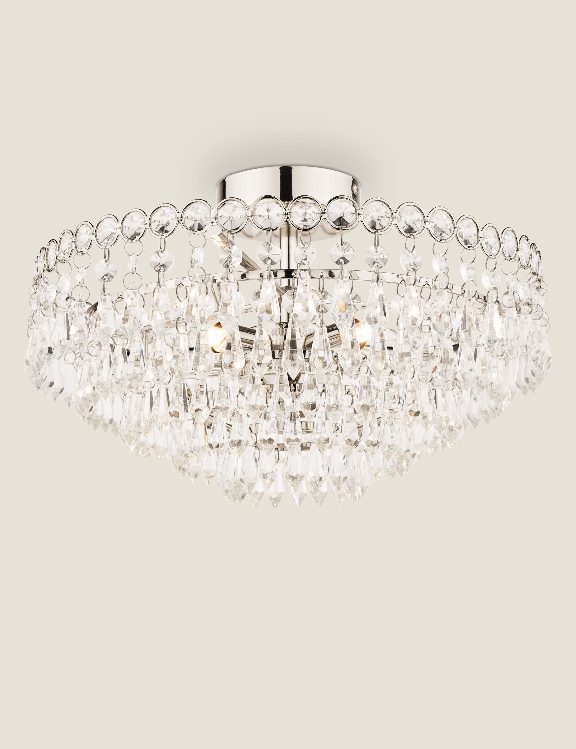 Laura Ashley Enid glass chandelier with crystals and nickel frame, UK version