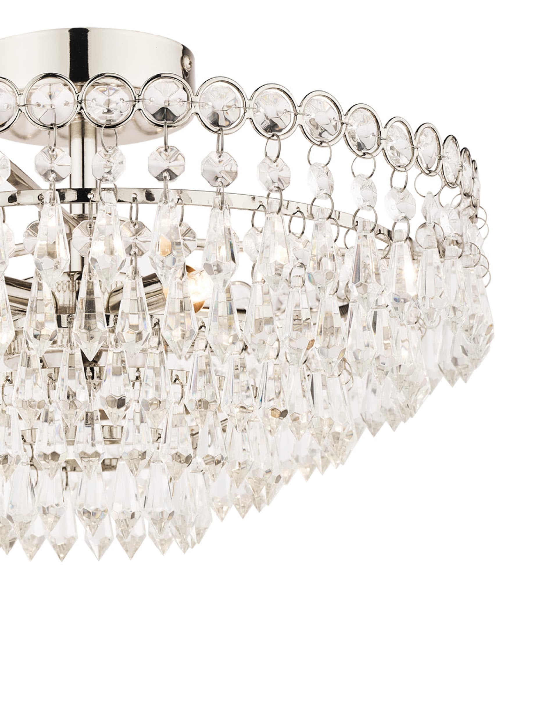 Laura Ashley Enid glass chandelier with crystals and nickel frame, UK version