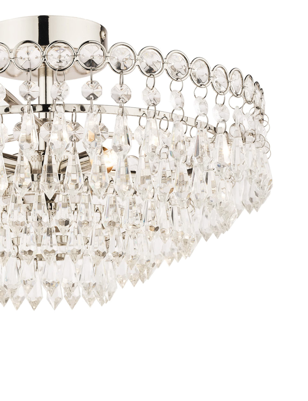 Laura Ashley Enid glass chandelier with crystals and nickel frame, UK version