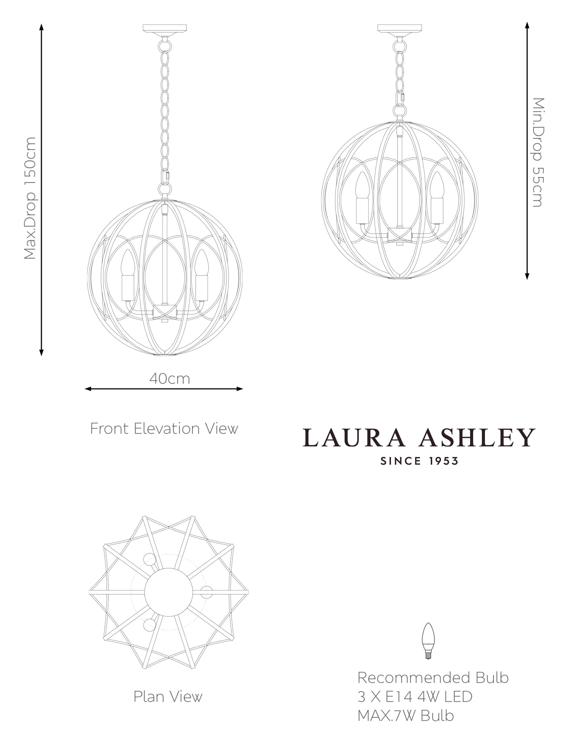Laura Ashley orbital pendant light 40cm - British product
