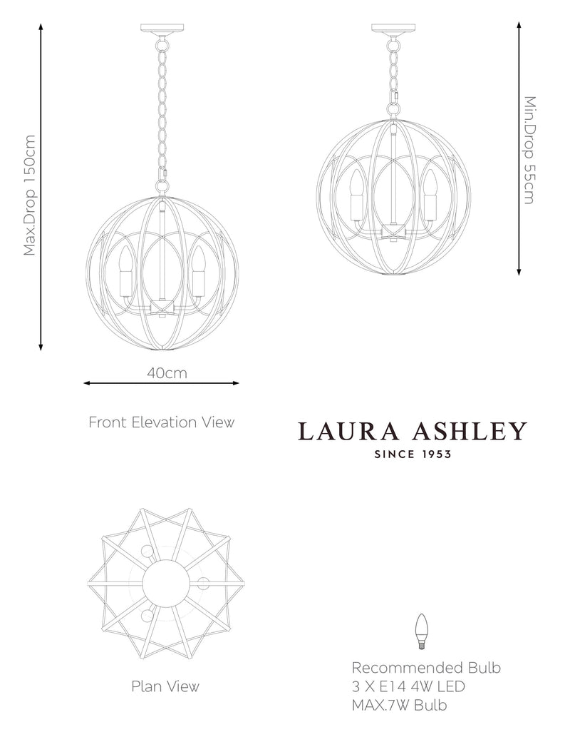 Laura Ashley orbital pendant light 40cm - British product