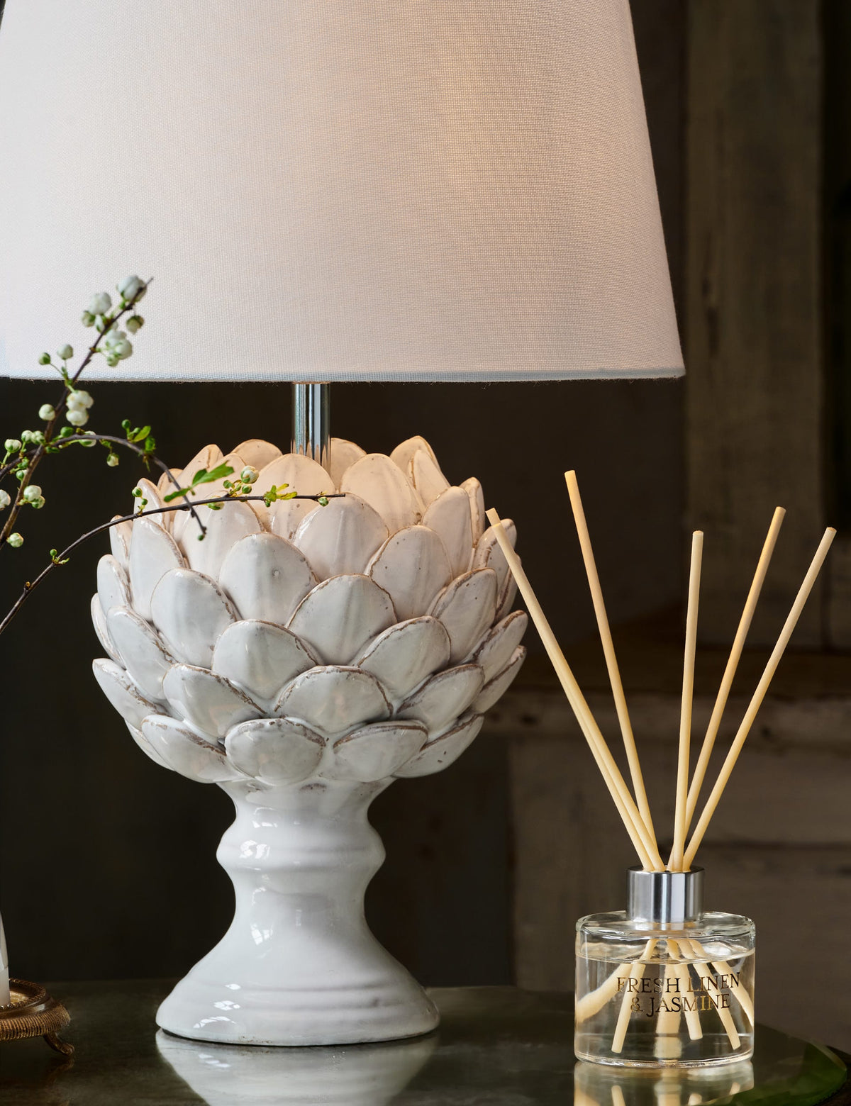 Laura Ashley ceramic artichoke table lamp (British brand)