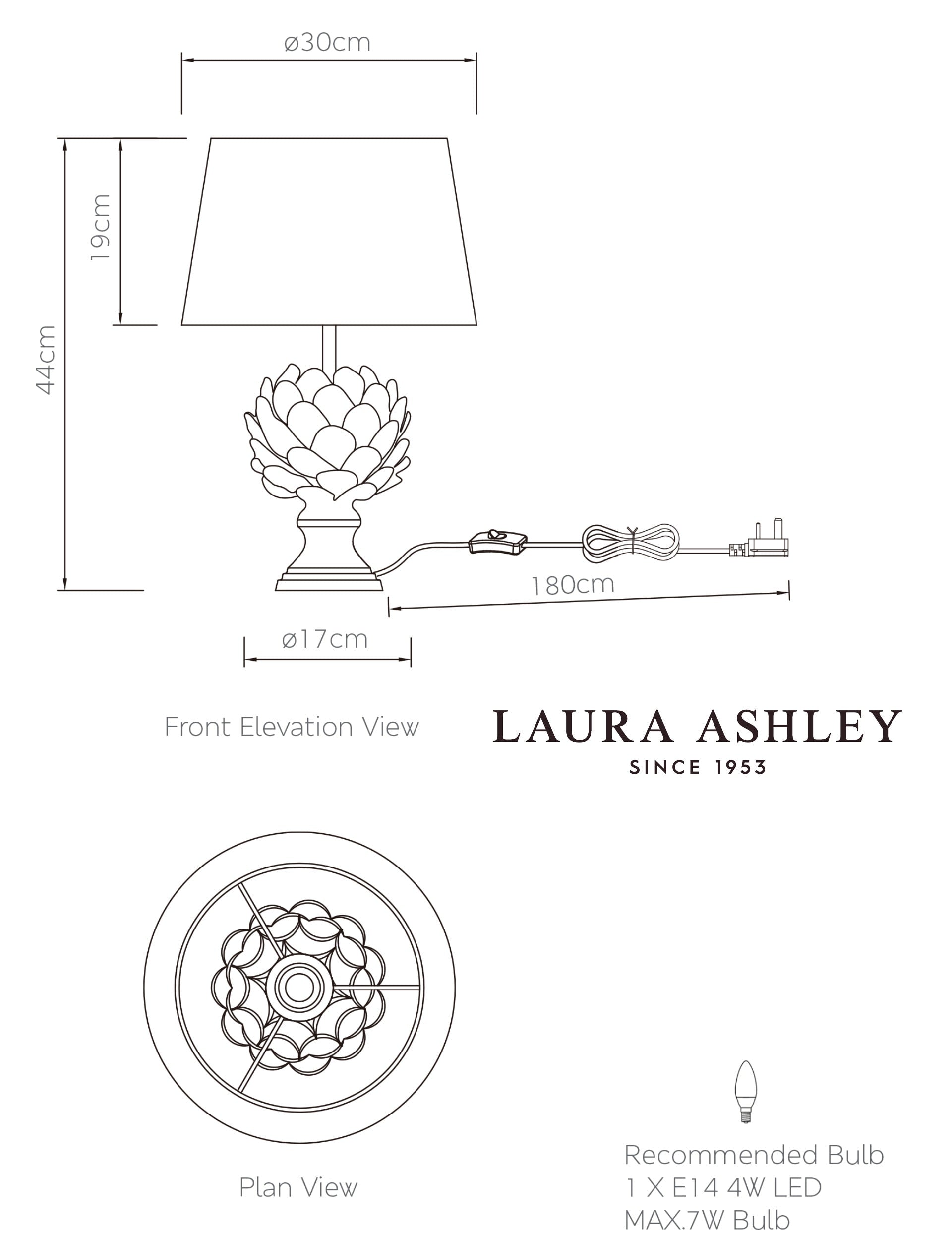 Laura Ashley ceramic artichoke table lamp (British brand)