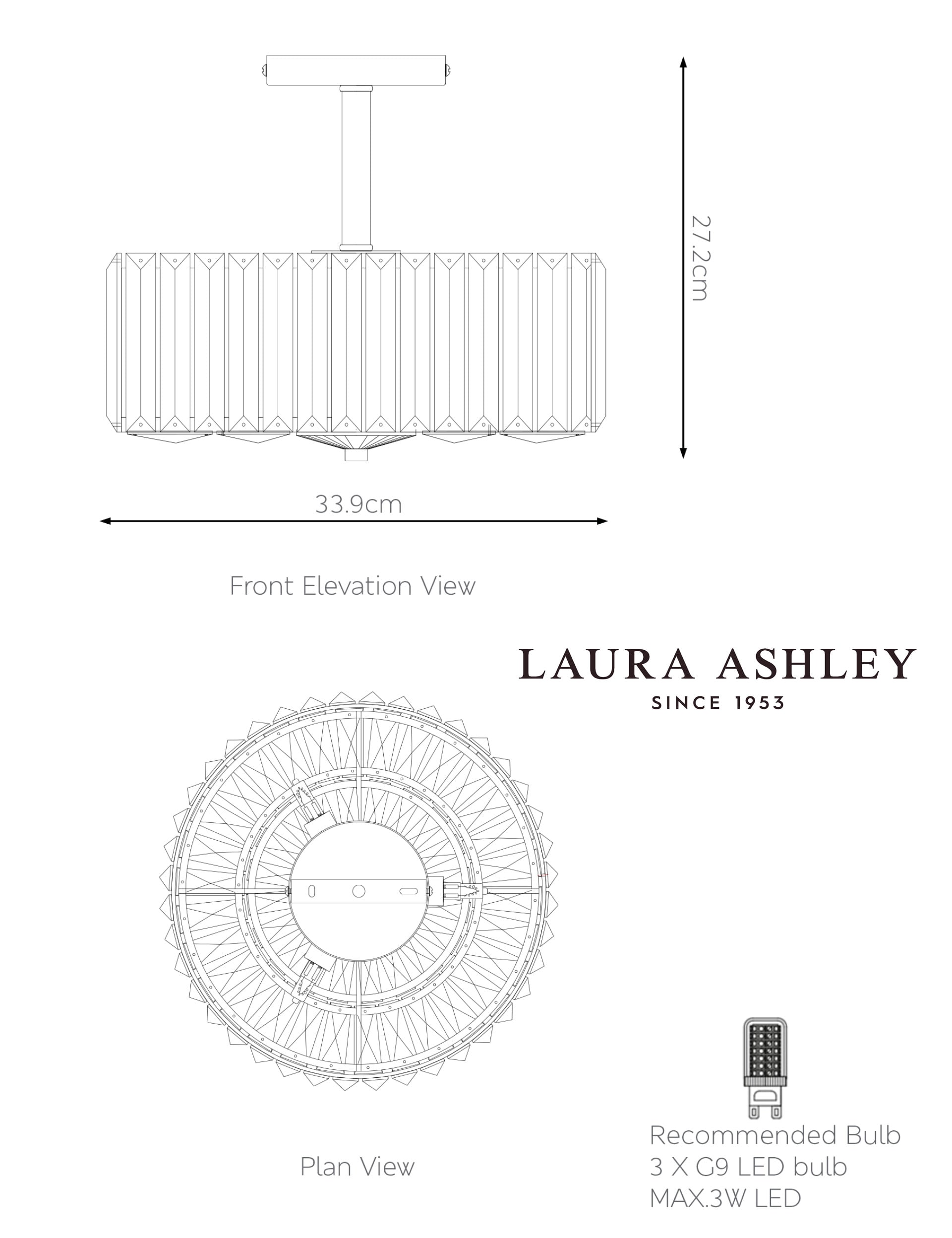 Laura Ashley Fernhurst ceiling light 34.5 cm diameter, imported from the UK