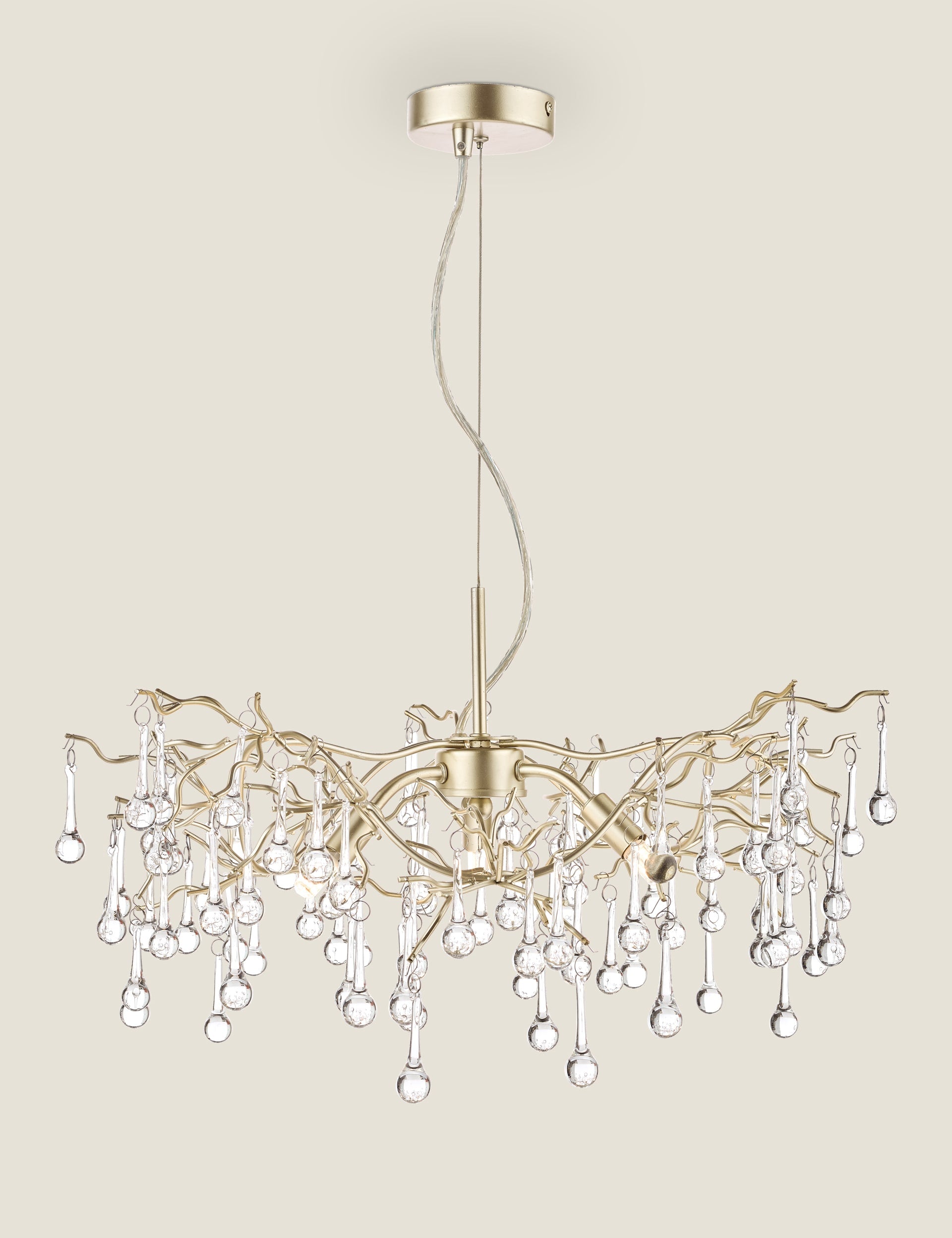 Laura Ashley Willow pendant light with crystal droplets gold-tone - (British brand)