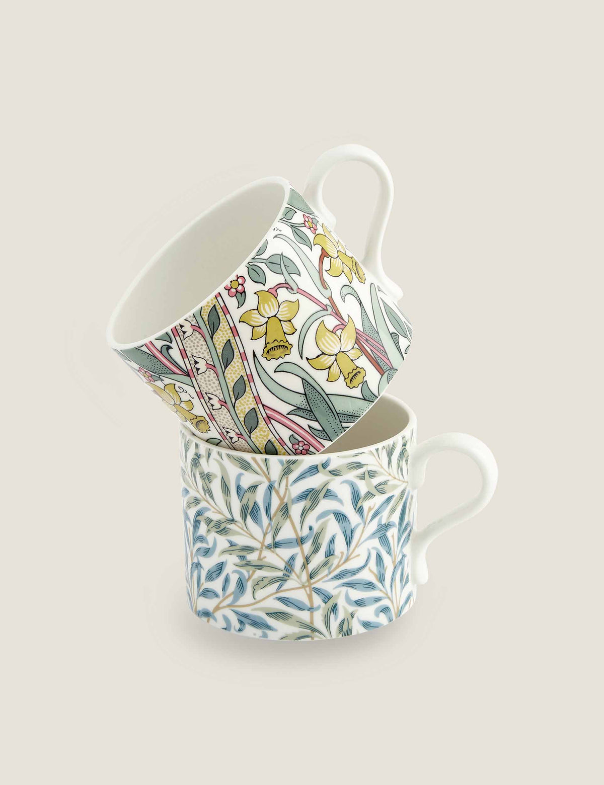 Morris & Co Daffodil Mugs set of 2 porcelain (British brand)