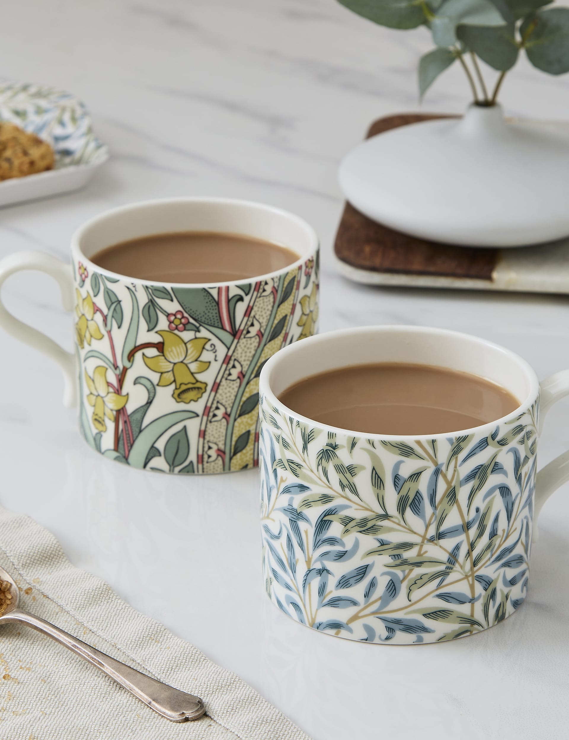 Morris & Co Daffodil Mugs set of 2 porcelain (British brand)