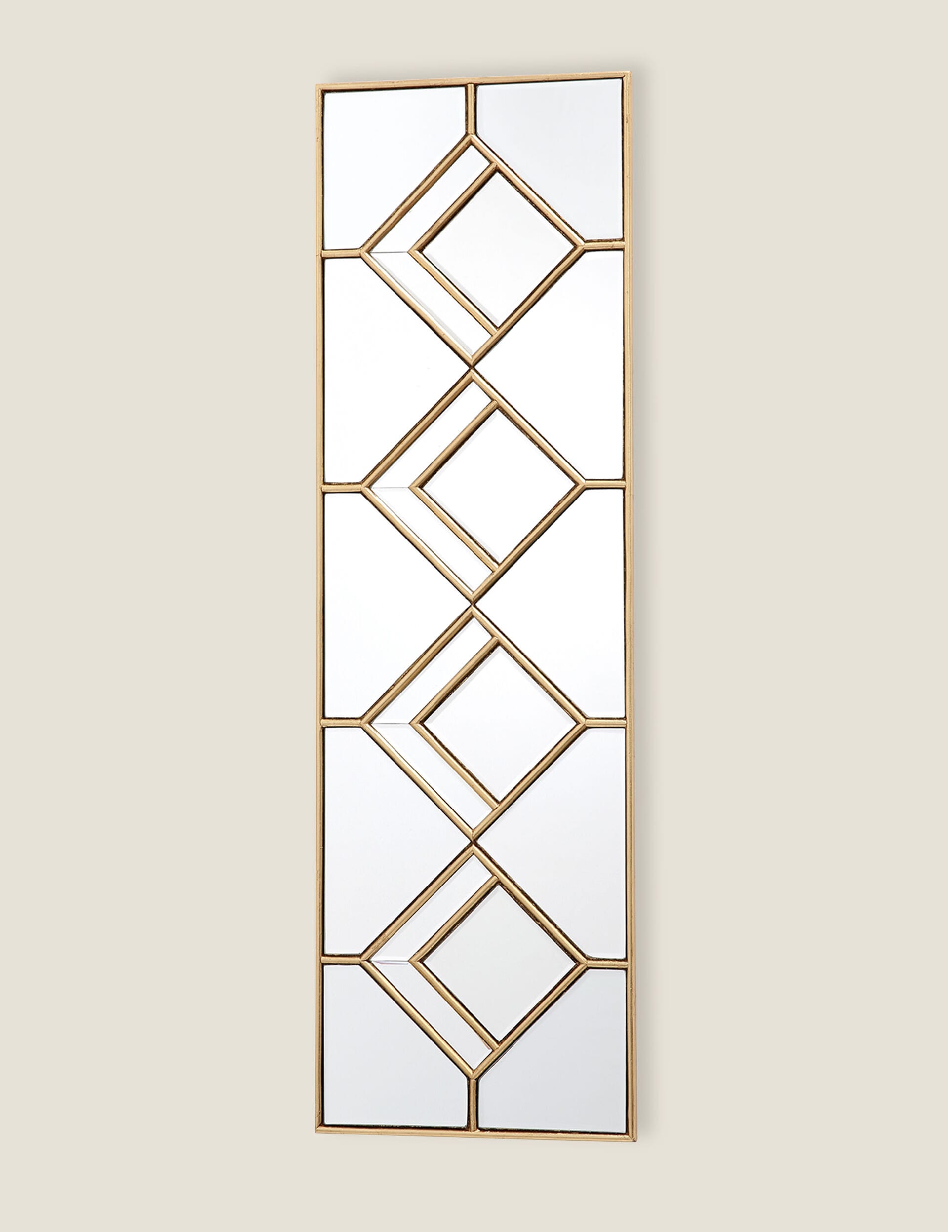 Dar rectangular hanging wall mirror with gold diamond pieces, imported from the UK