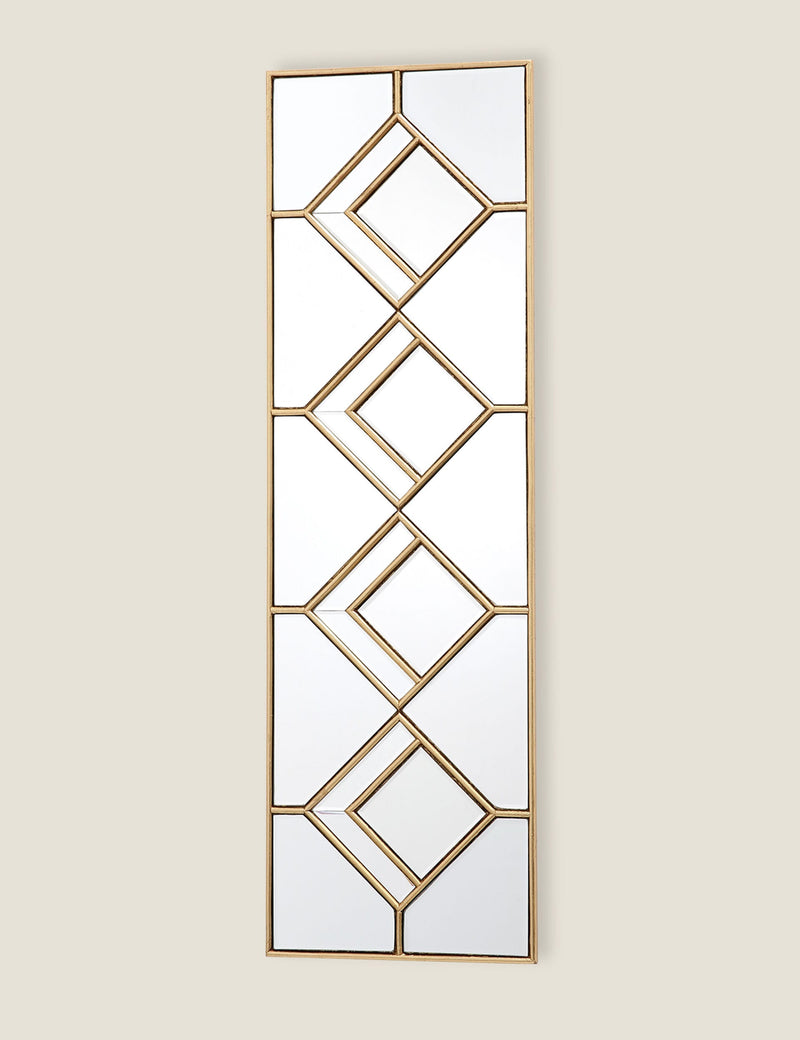 Dar rectangular hanging wall mirror with gold diamond pieces, imported from the UK