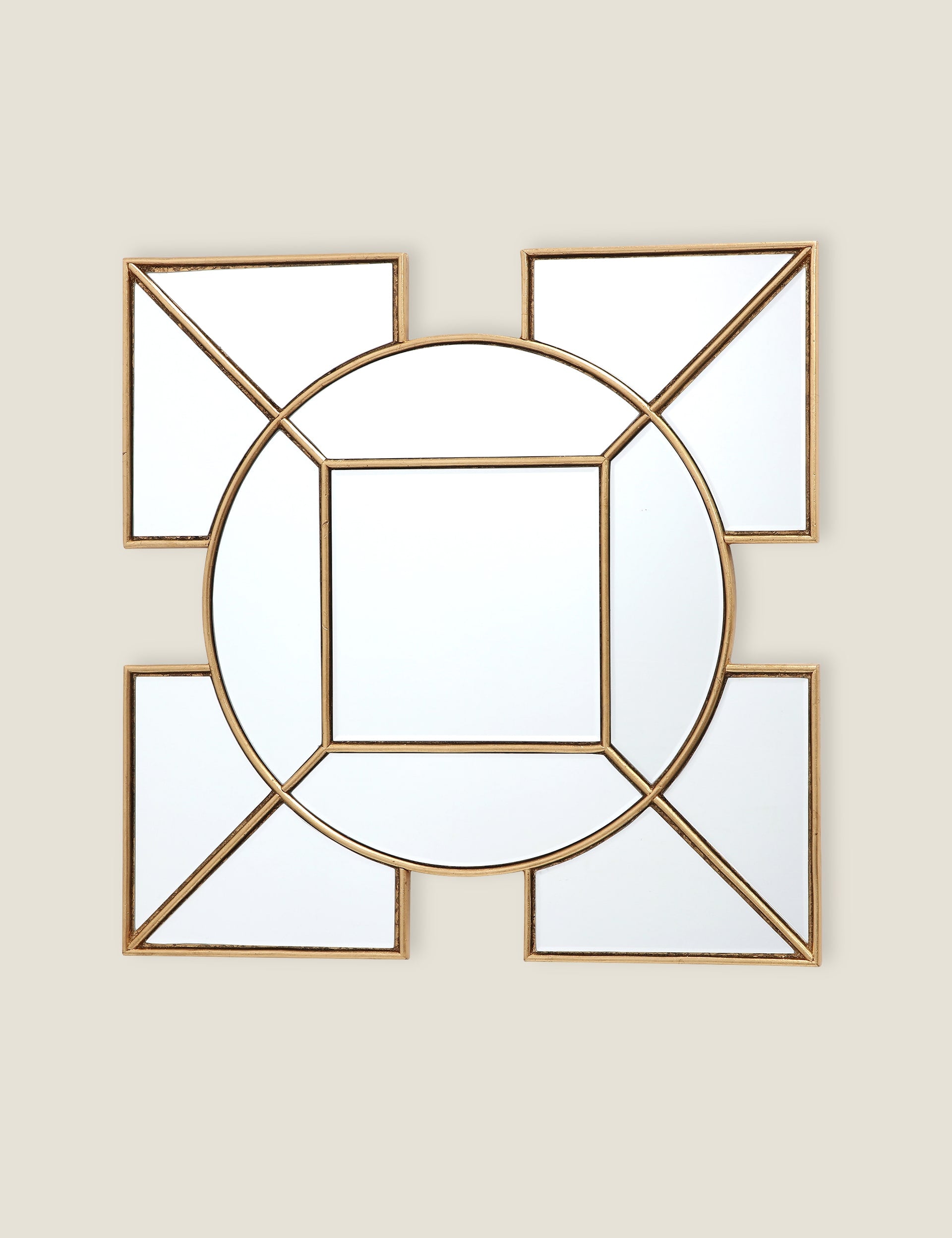 Lyshia Art Deco wall mirror with gold-tone finish, UK version
