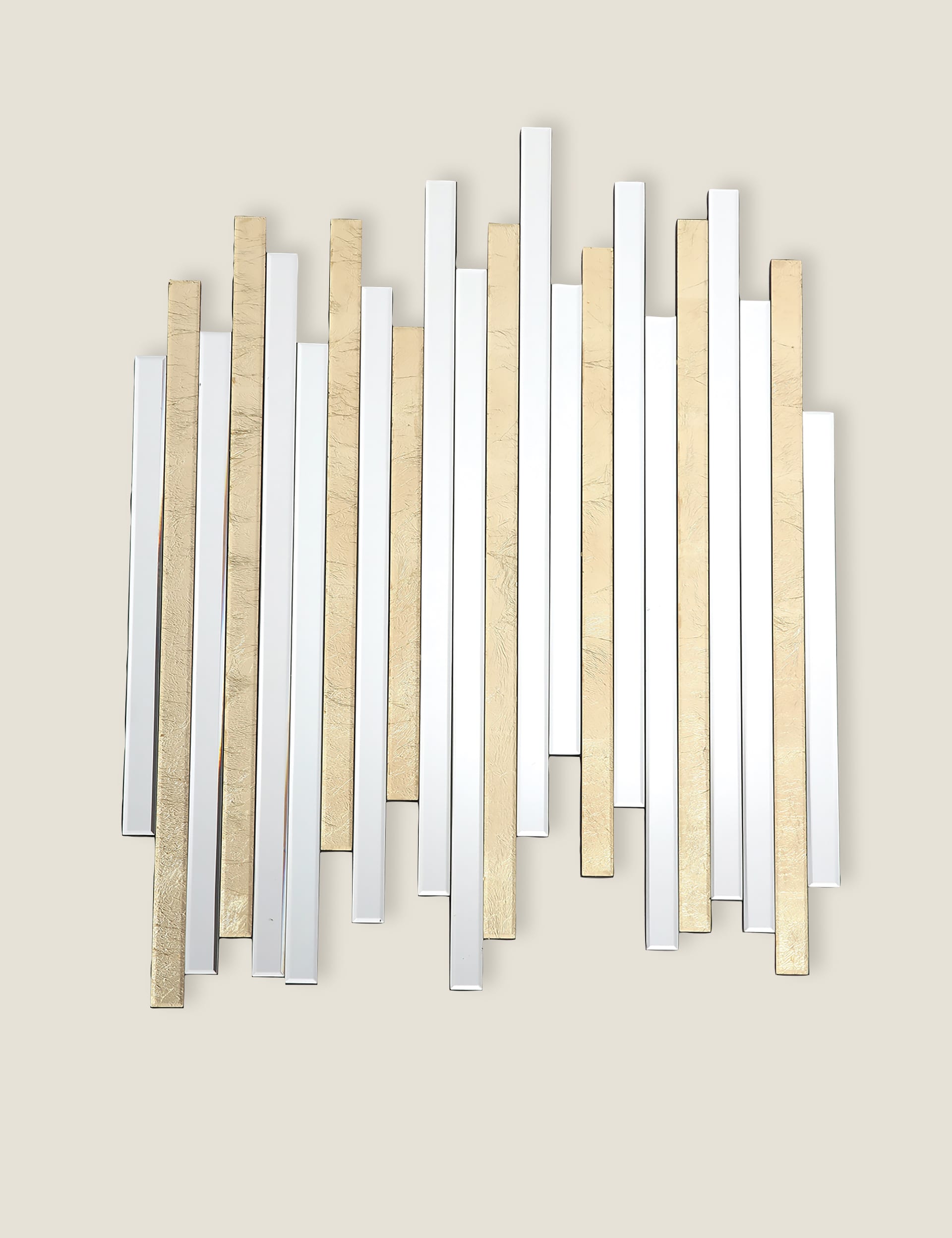 Pimento wall mirror staggered gold finish 66cm, imported from the UK